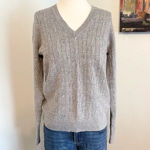 LOFT Gray & Silver V-Neck Sweater ~ Medium